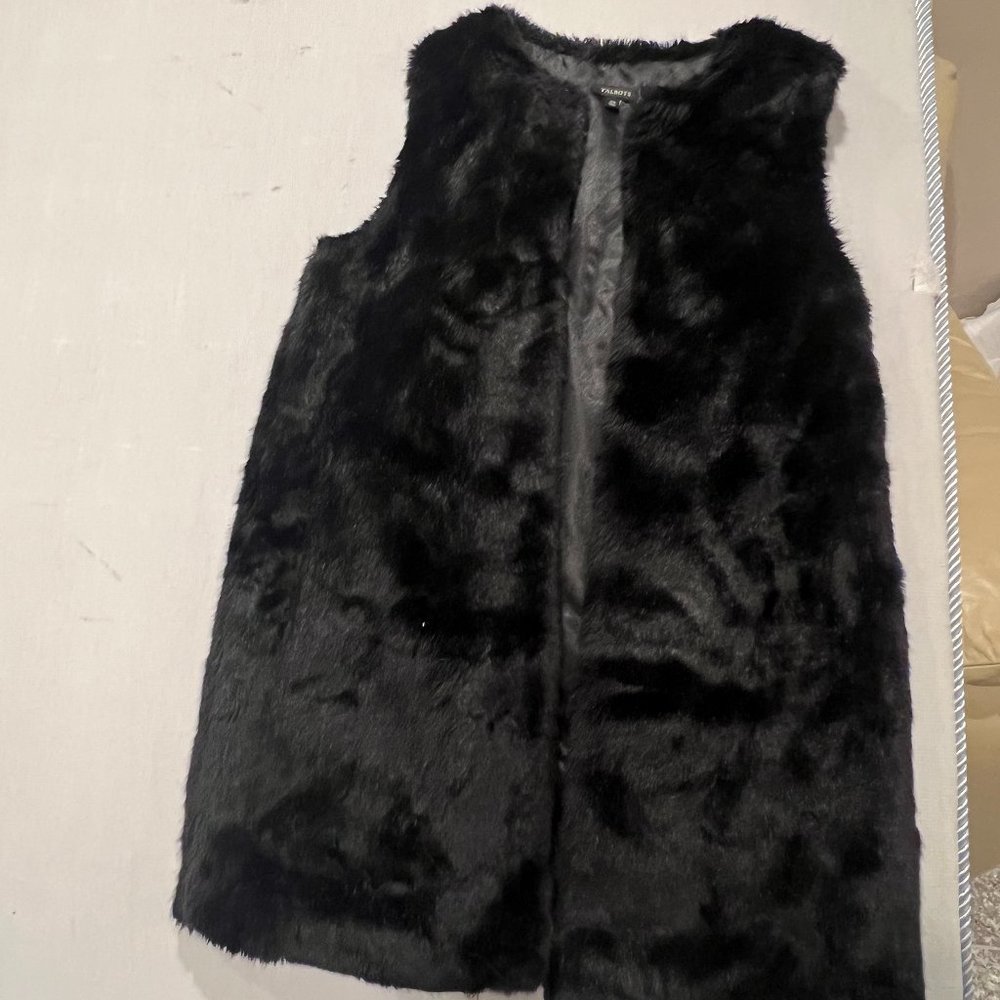 Black Faux Fur Vest - Talbots